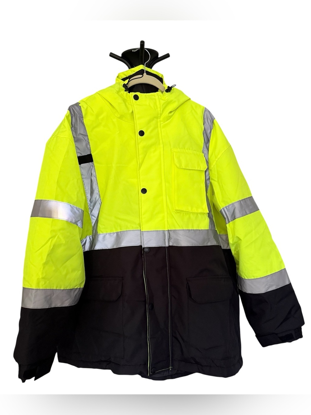 AQ High Visibility Wear Mens XXL Lime Reflective Puffer Insulated Safety Jacket